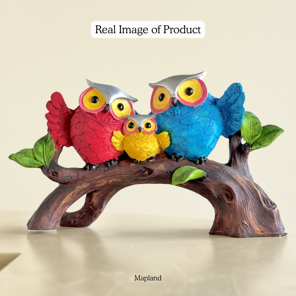 Owl Family on Branch Figurine