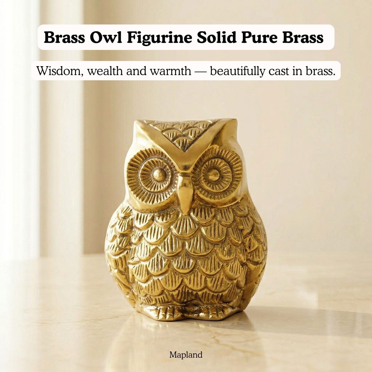 Brass owl figurine side view lucky Lakshmi symbol | Mapland