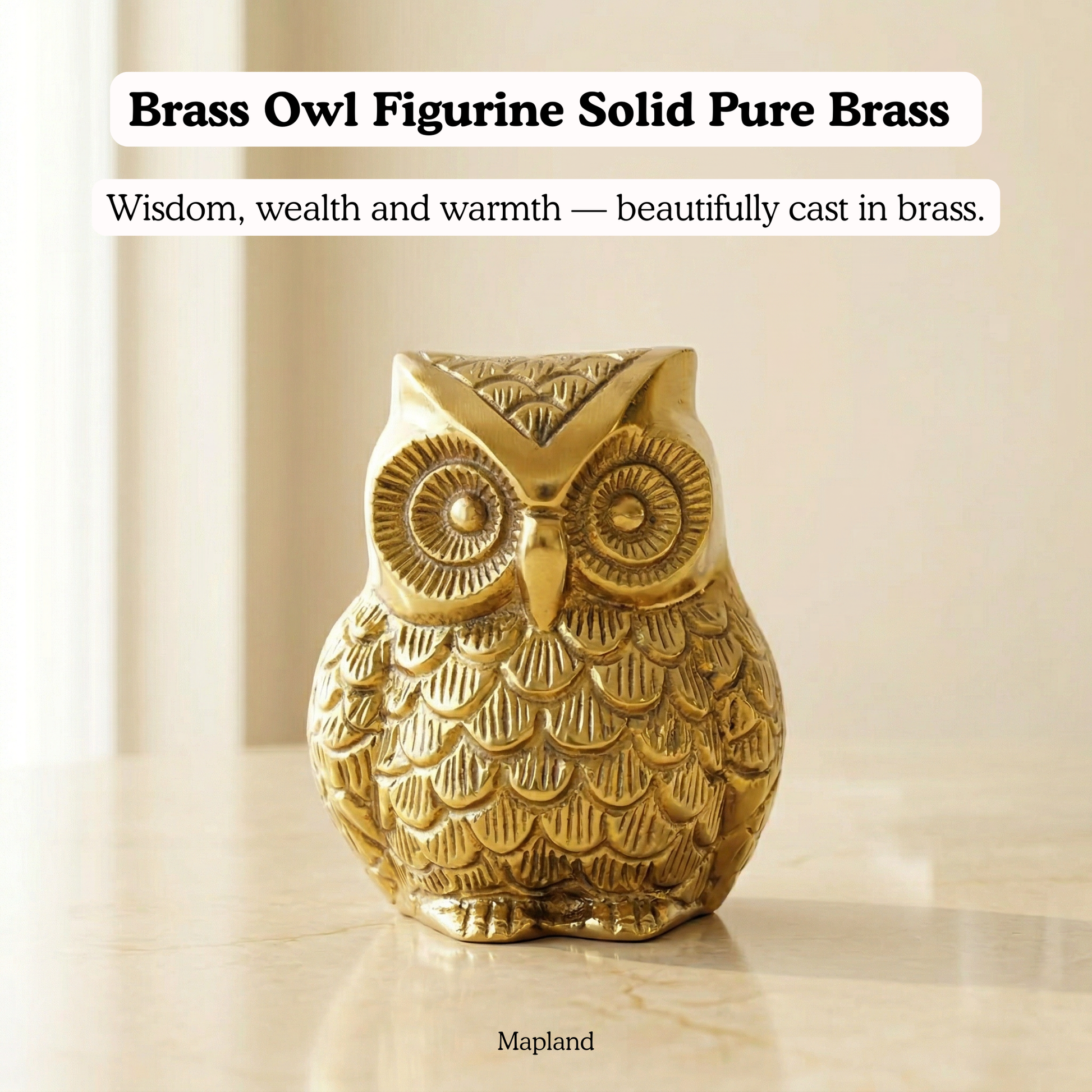 Brass owl figurine side view lucky Lakshmi symbol | Mapland