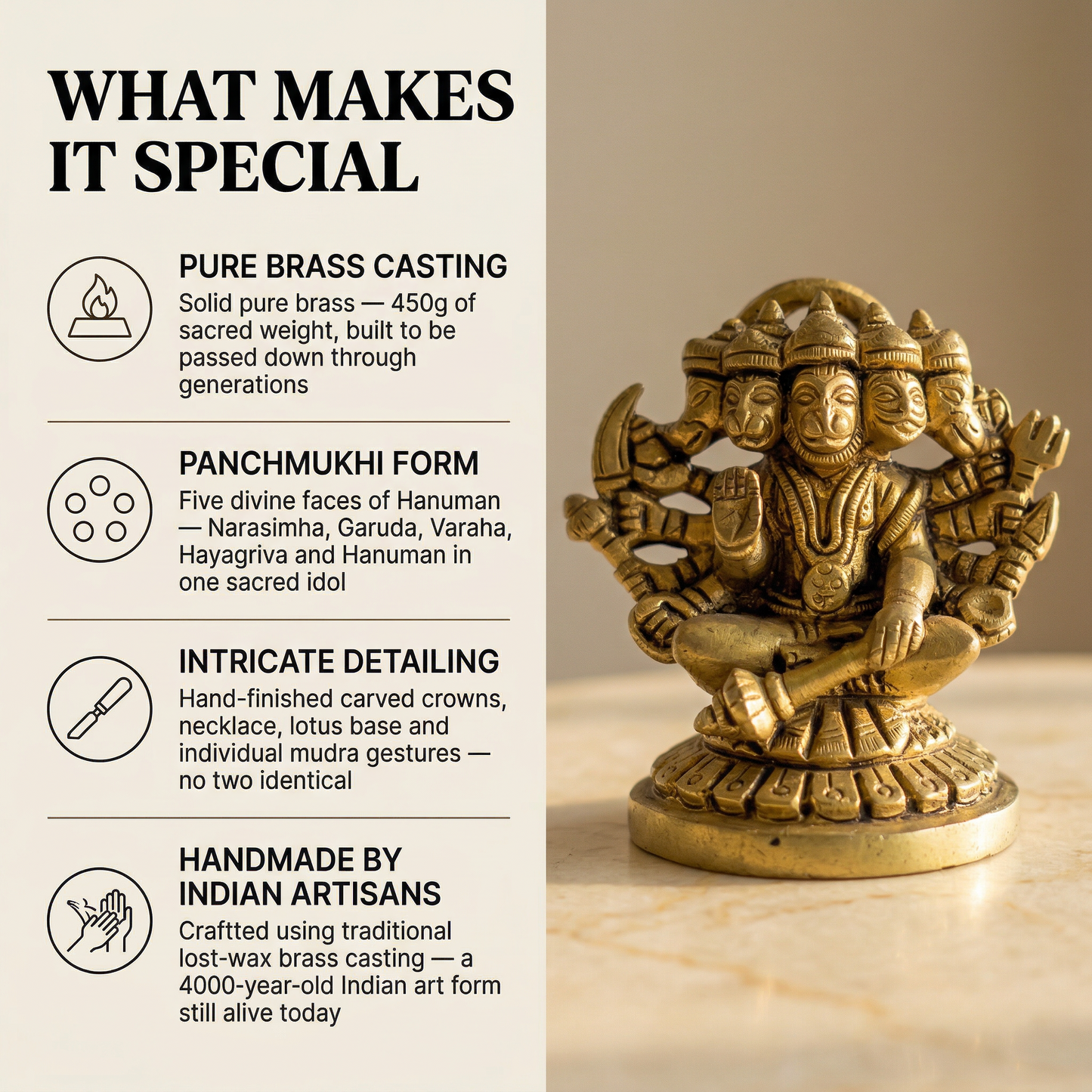 Panchmukhi Hanuman brass figurine what makes it special | Mapland
