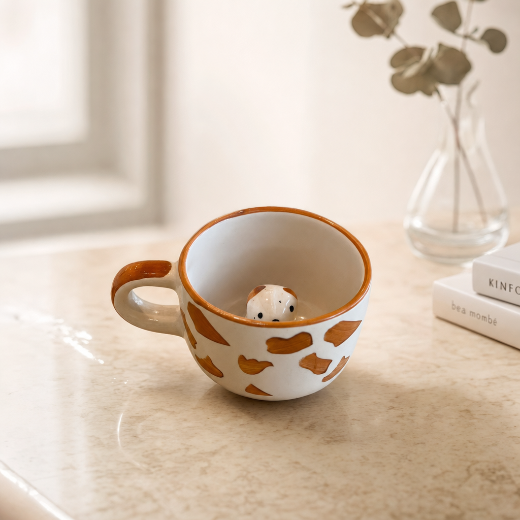 Peekaboo Bear Cub Ceramic Cup