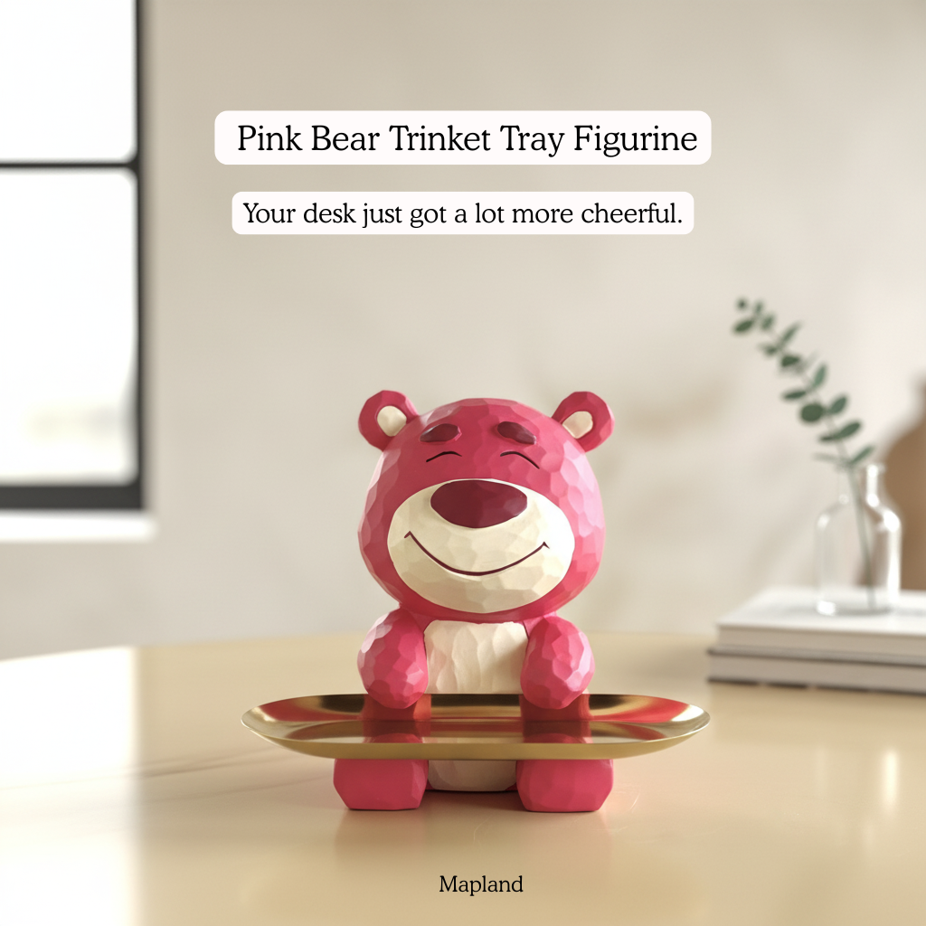 Pink Bear Trinket Tray Figurine