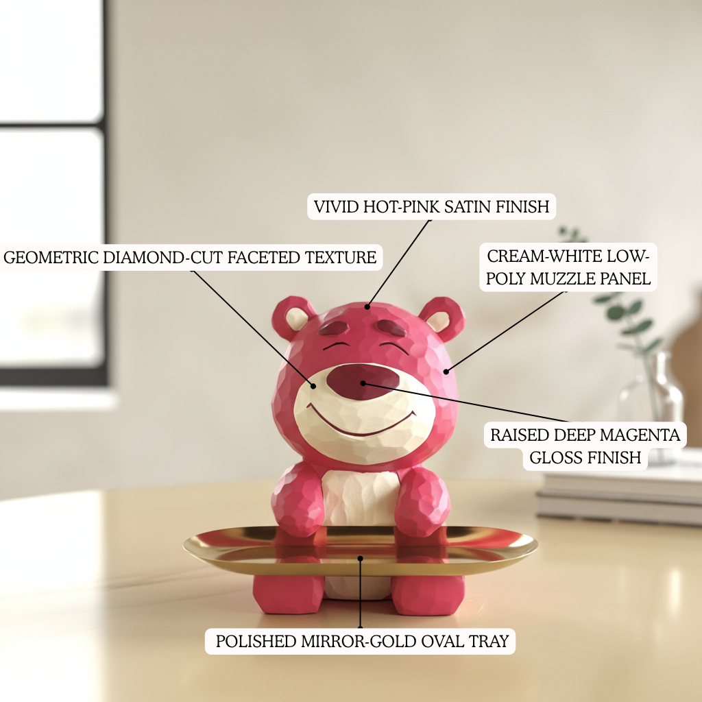 Pink Bear Trinket Tray Figurine