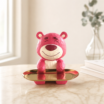 Pink Bear Trinket Tray Figurine