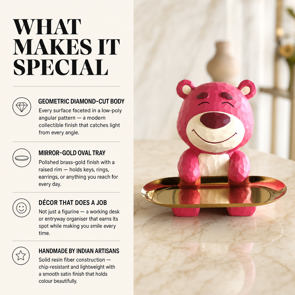 Pink Bear Trinket Tray Figurine