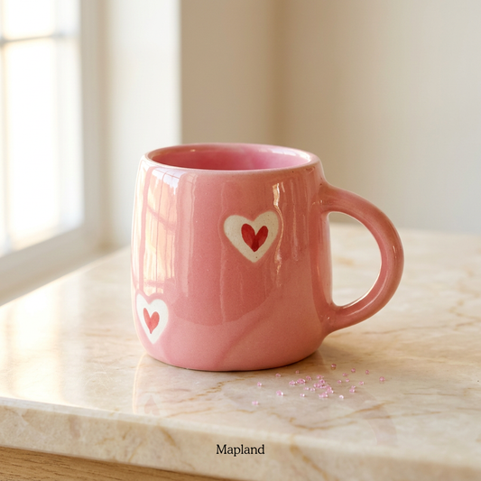 Pink Heart Outlined Ceramic Mug - Mapland