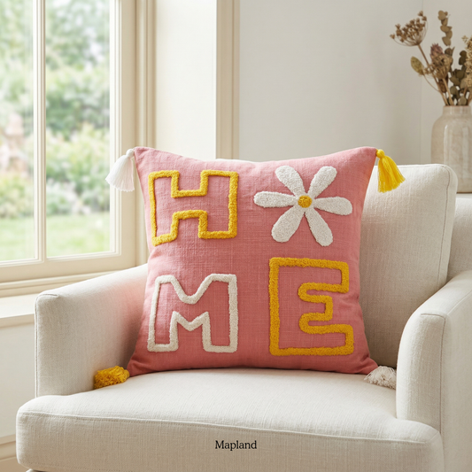 Pink soft cotton cushion cover with delicate texture — handmade cushion cover | Mapland Design Studio