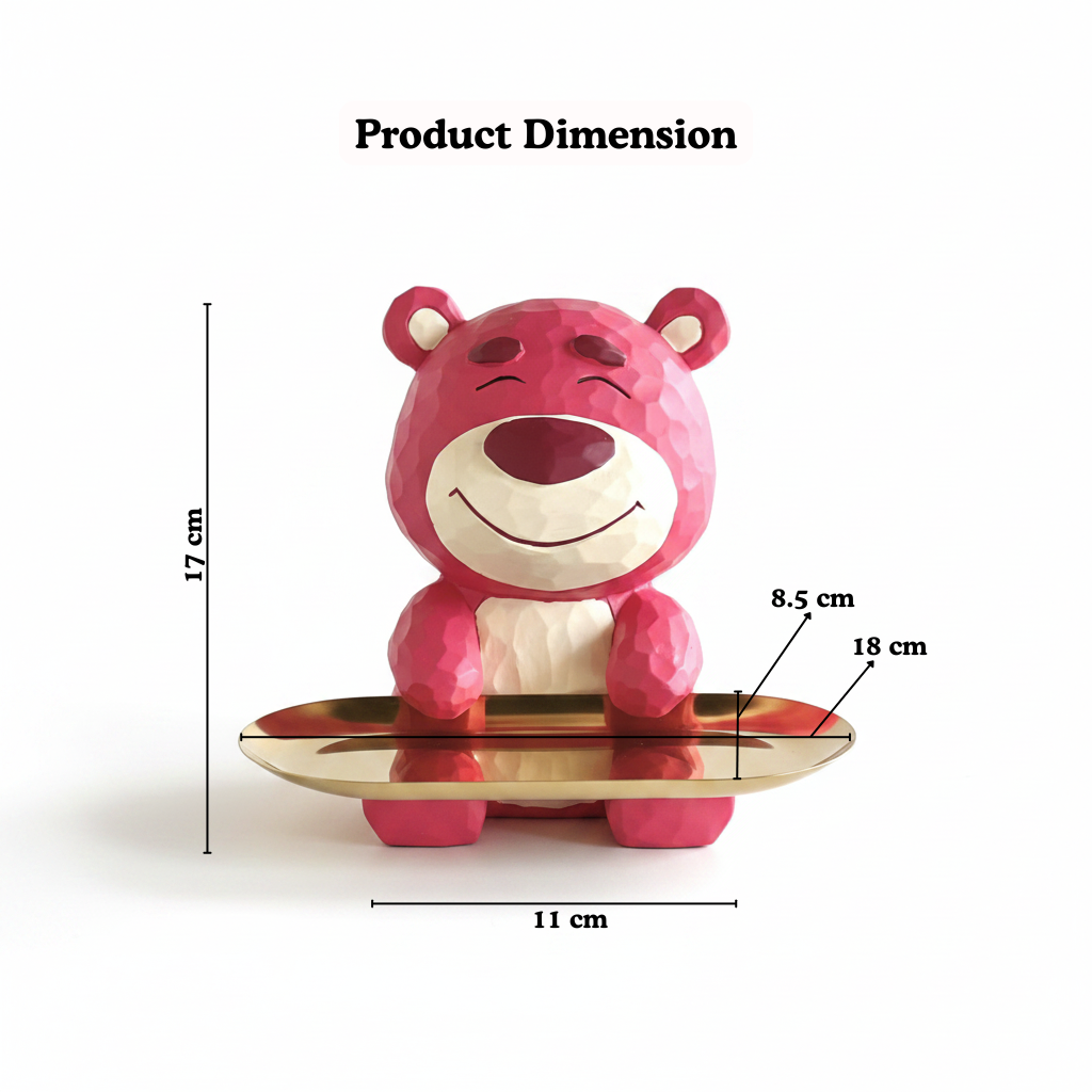 Pink Bear Trinket Tray Figurine