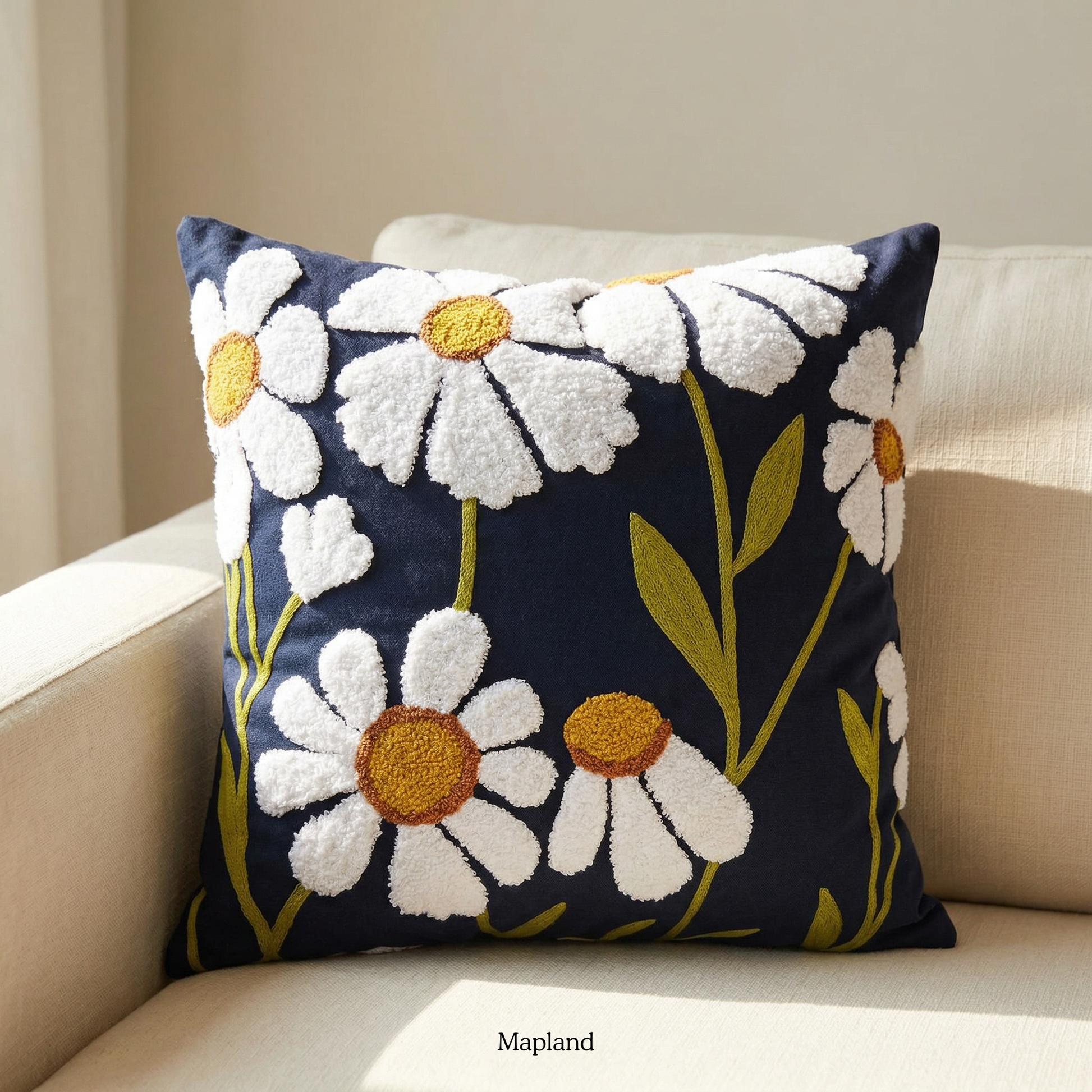 Primavera velvet cushion cover in floral botanical print — handmade cushion cover | Mapland Design Studio