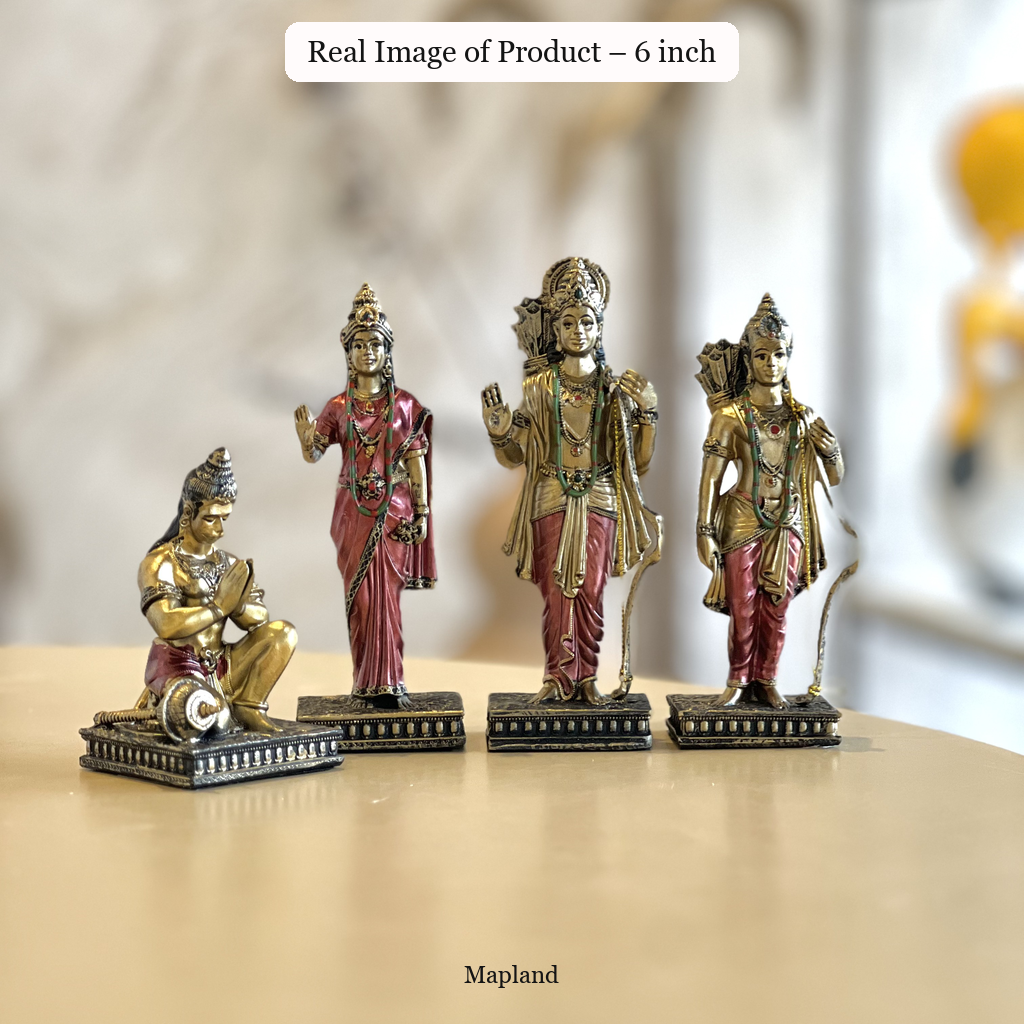 Real photo of the 6 inch Ram Darbar sandstone idol set