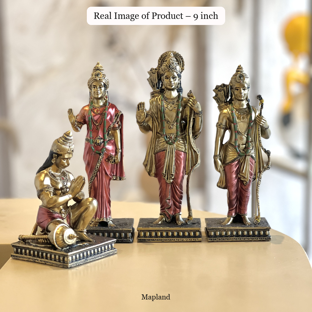 Real photo of the 9 inch Ram Darbar sandstone idol set