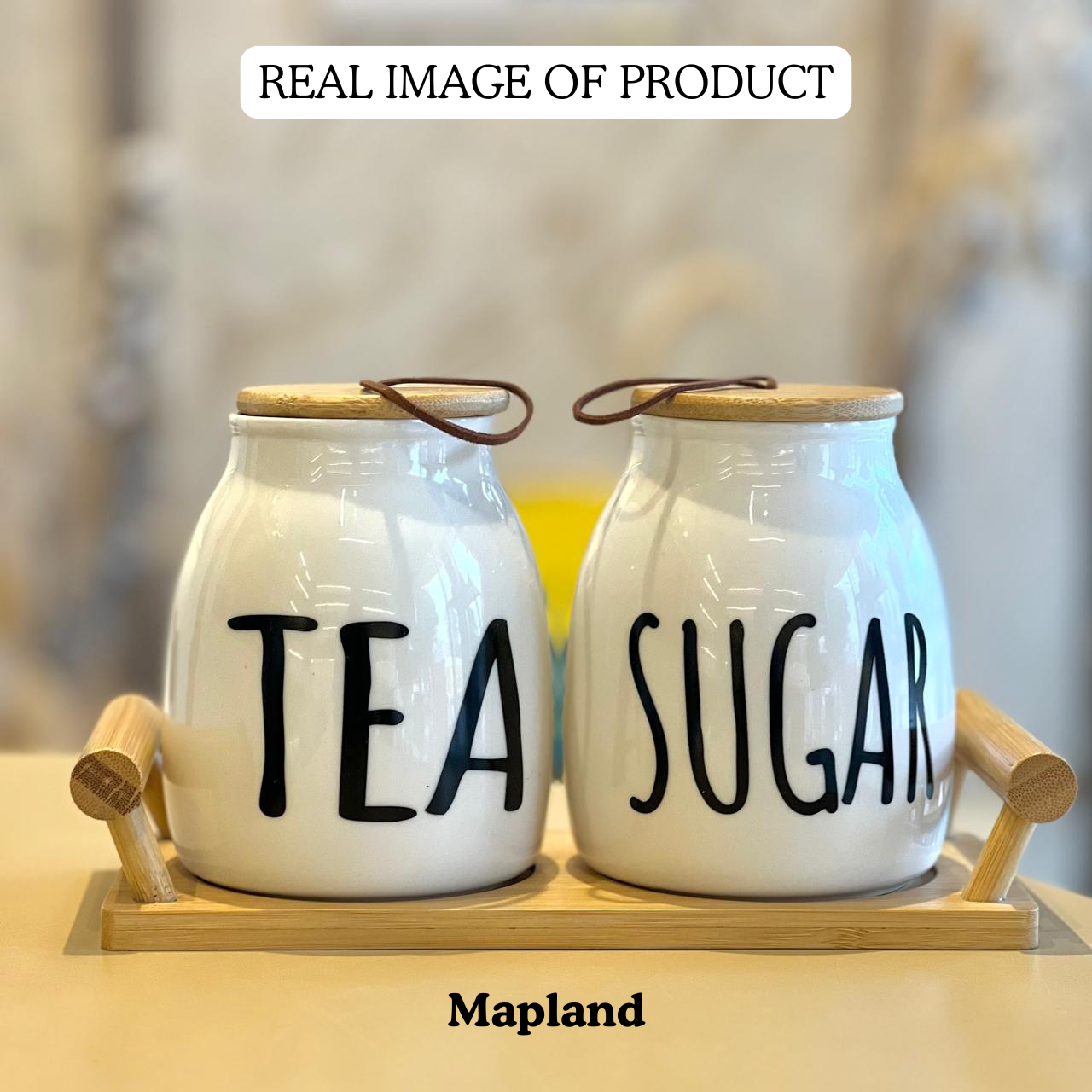 Ceramic Tea & Sugar Organizer Set — lifestyle view — handmade artisan home decor | Mapland