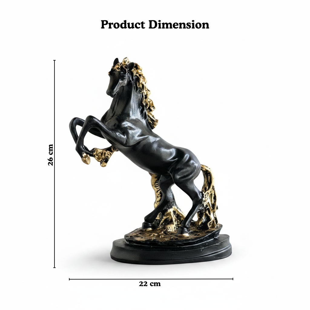 Rearing Black Stallion Horse Figurine