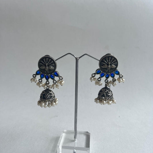 Reshma Oxidized Earrings for Women – Ethnic Silver Imitation Jewery