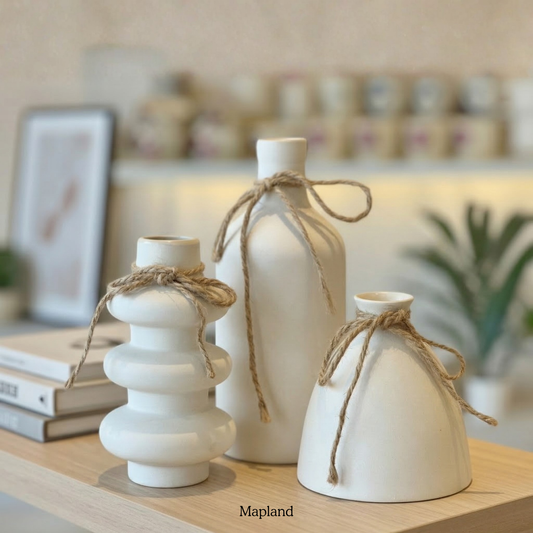 Flowing ribbon-form ceramic vase in white — handmade ceramic vase | Mapland Design Studio