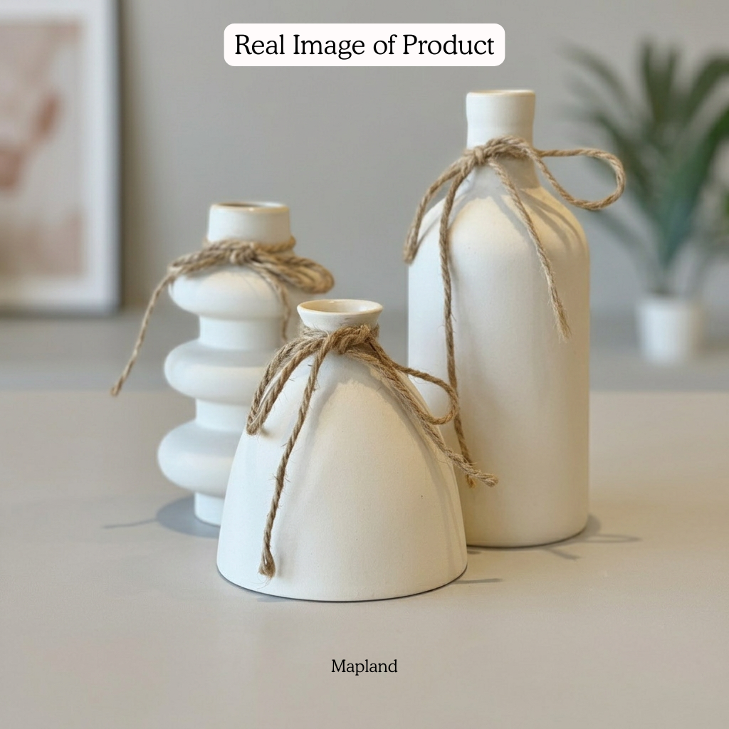 Ribbon Vase handmade ceramic vase — angle view, Indian artisan craft | Mapland