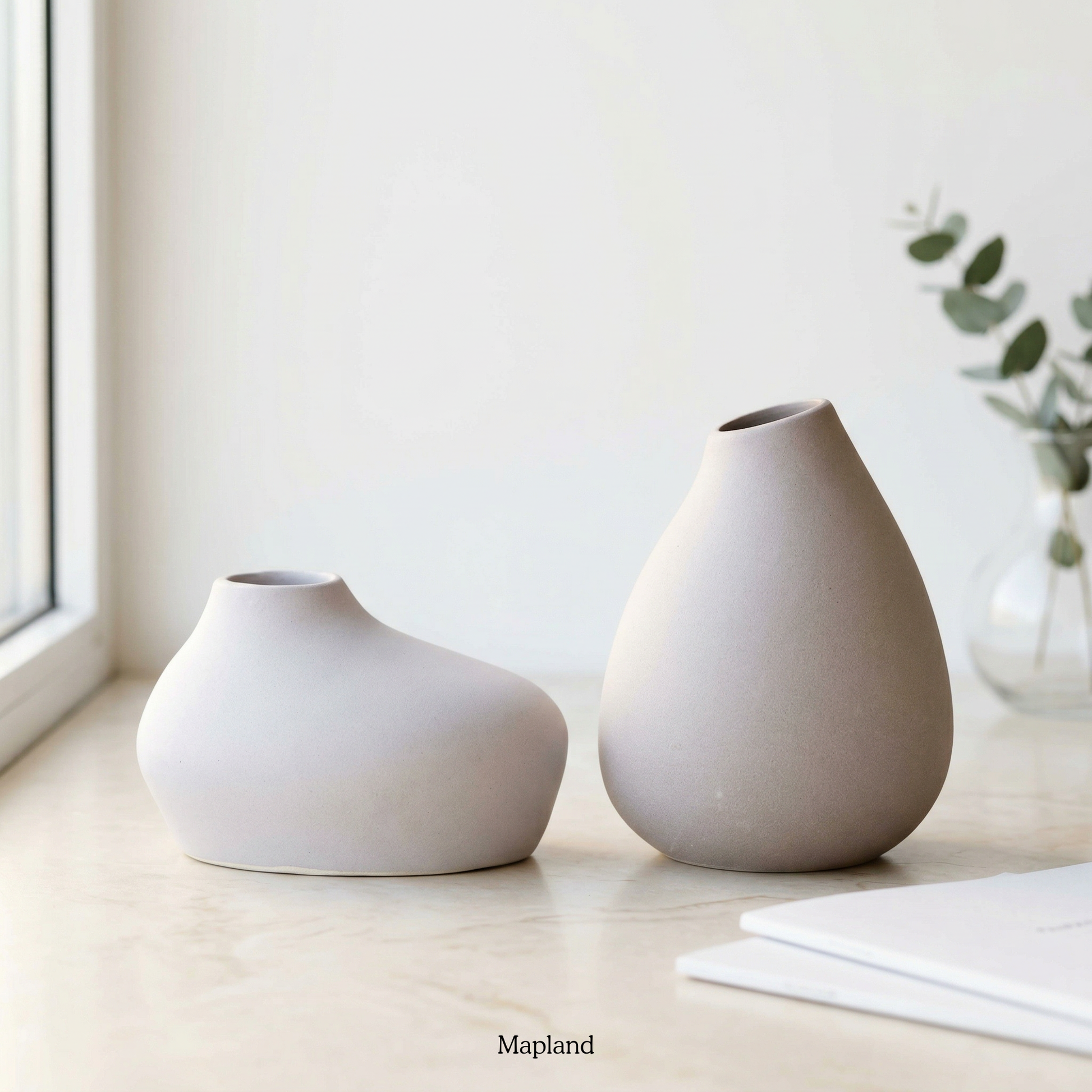 Roll Vase (Set of 2) handmade ceramic vase — front view, Indian artisan craft | Mapland