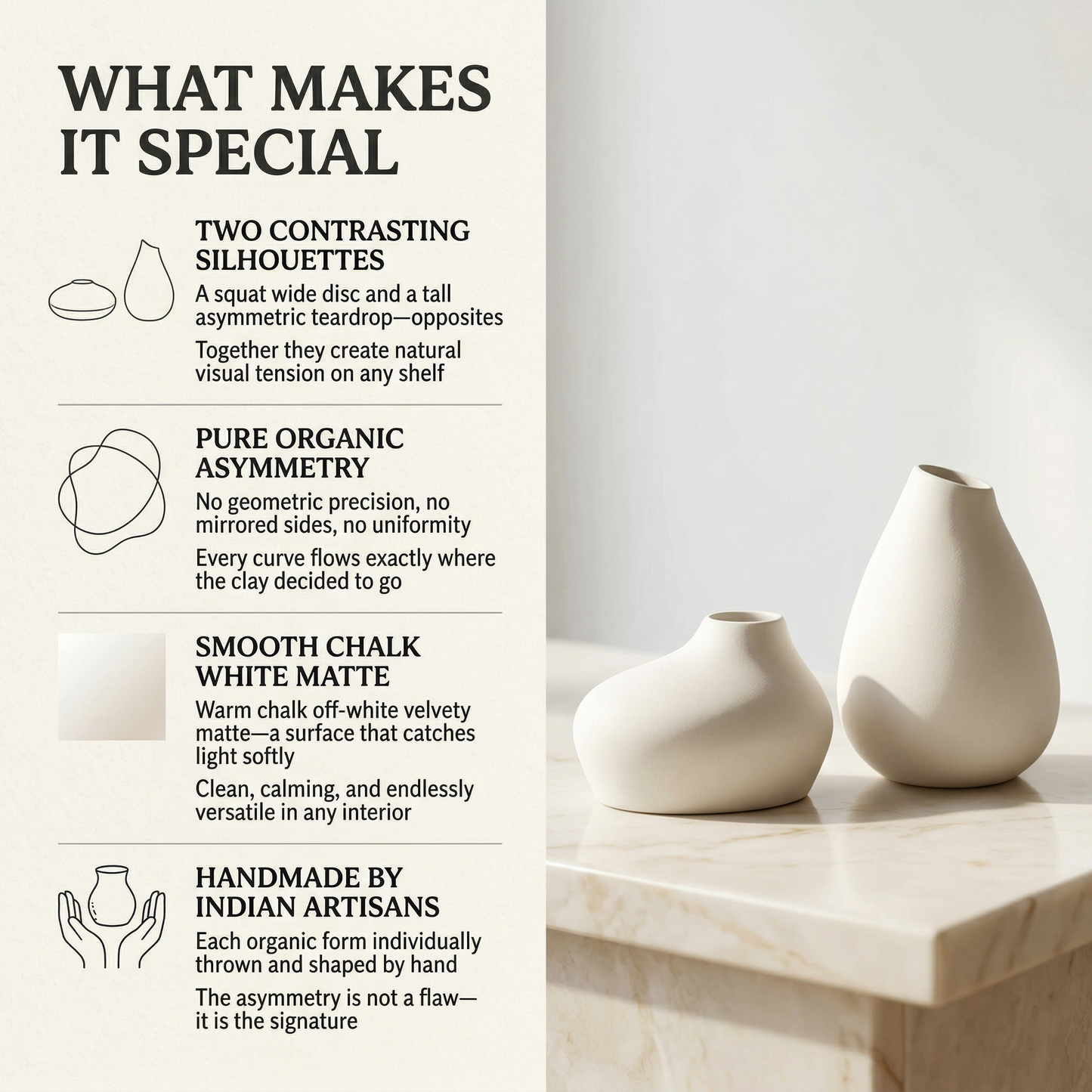Roll Vase (Set of 2) handmade ceramic vase — lifestyle view, Indian artisan craft | Mapland