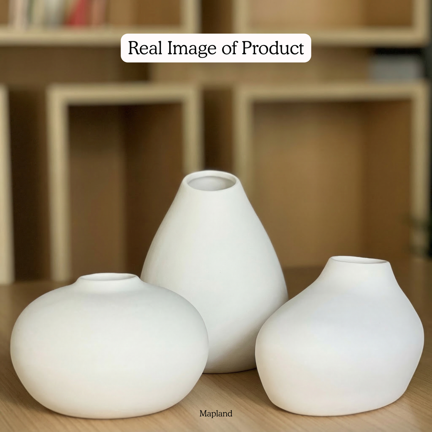 Roll Organic Vase Set handmade ceramic vase — angle view, Indian artisan craft | Mapland