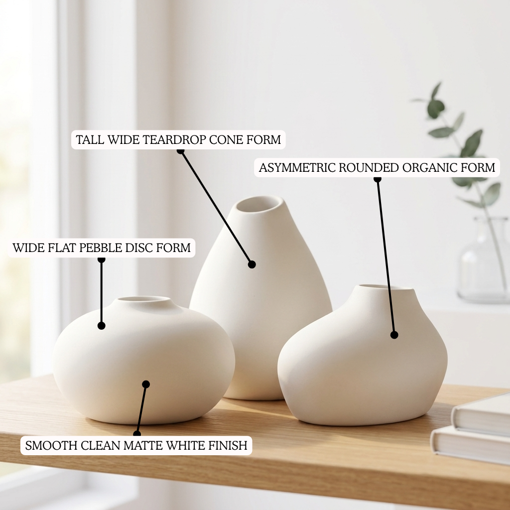 Roll Organic Vase Set handmade ceramic vase — top view, Indian artisan craft | Mapland