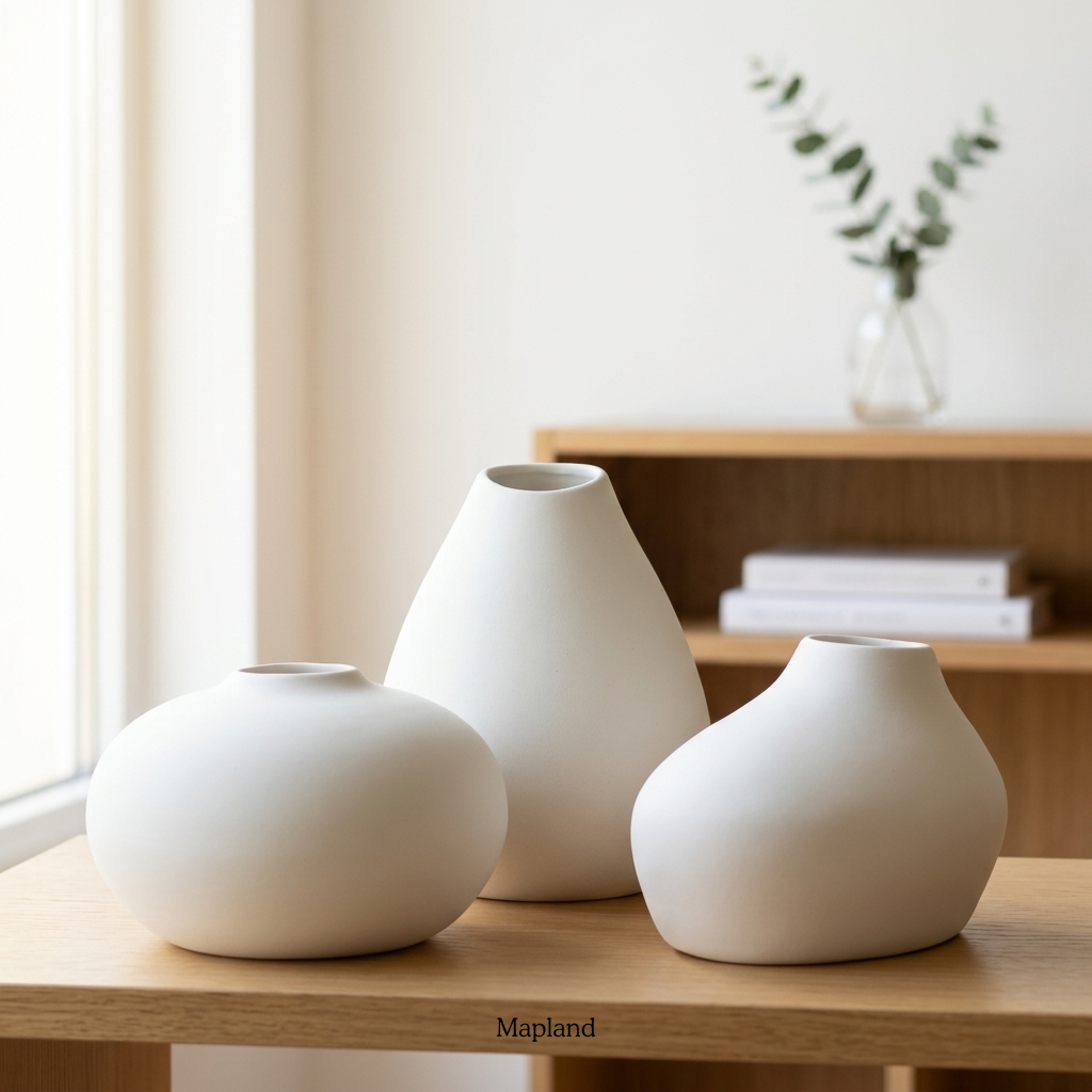 Organic round form ceramic vase set — handmade ceramic vase | Mapland Design Studio