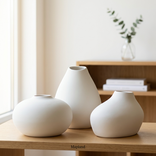 Organic round form ceramic vase set — handmade ceramic vase | Mapland Design Studio