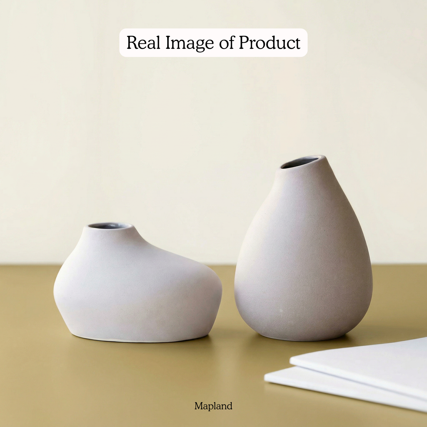 Roll Vase (Set of 2) handmade ceramic vase — side view, Indian artisan craft | Mapland