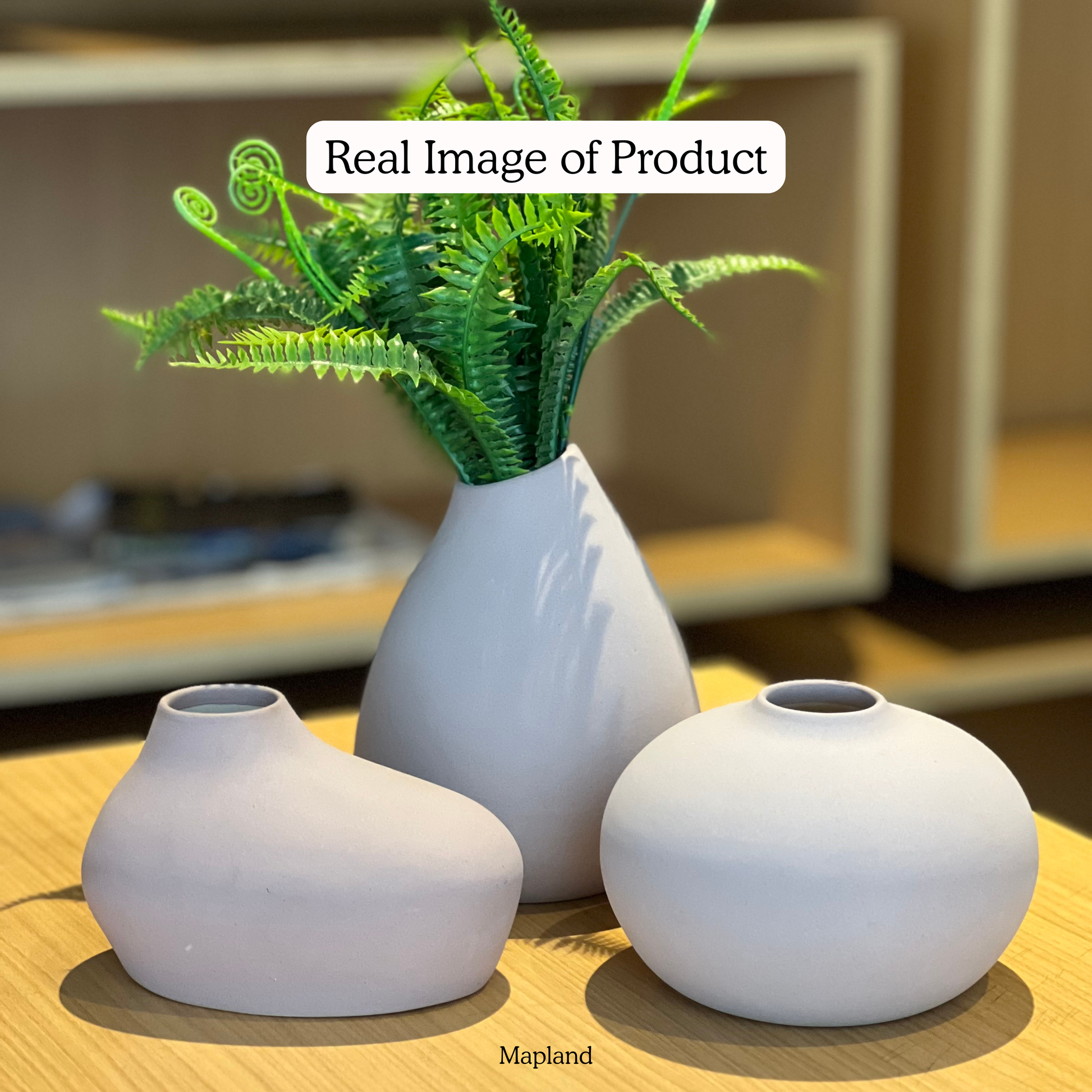 Roll Organic Vase Set handmade ceramic vase — side view, Indian artisan craft | Mapland