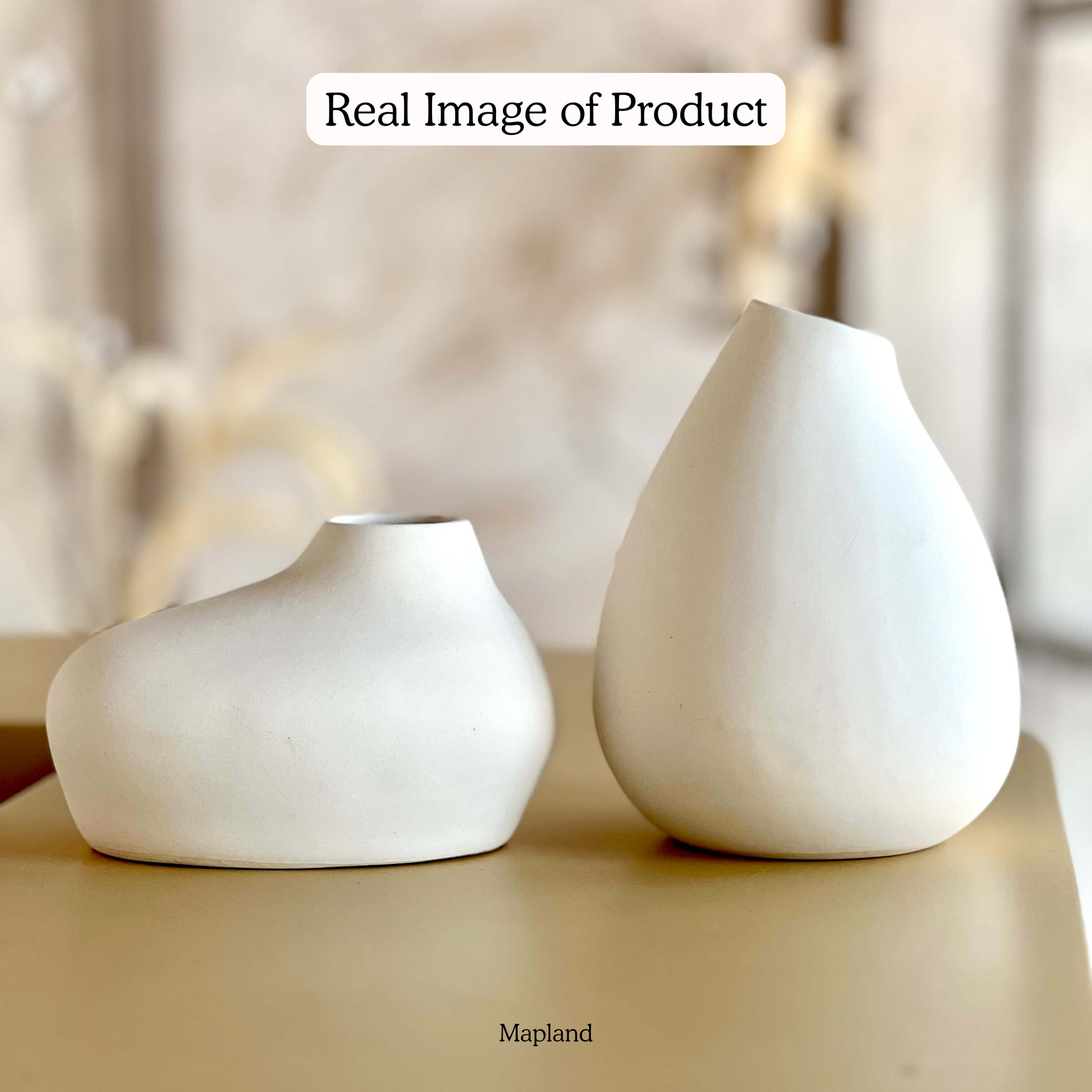 Roll Vase (Set of 2) handmade ceramic vase — angle view, Indian artisan craft | Mapland