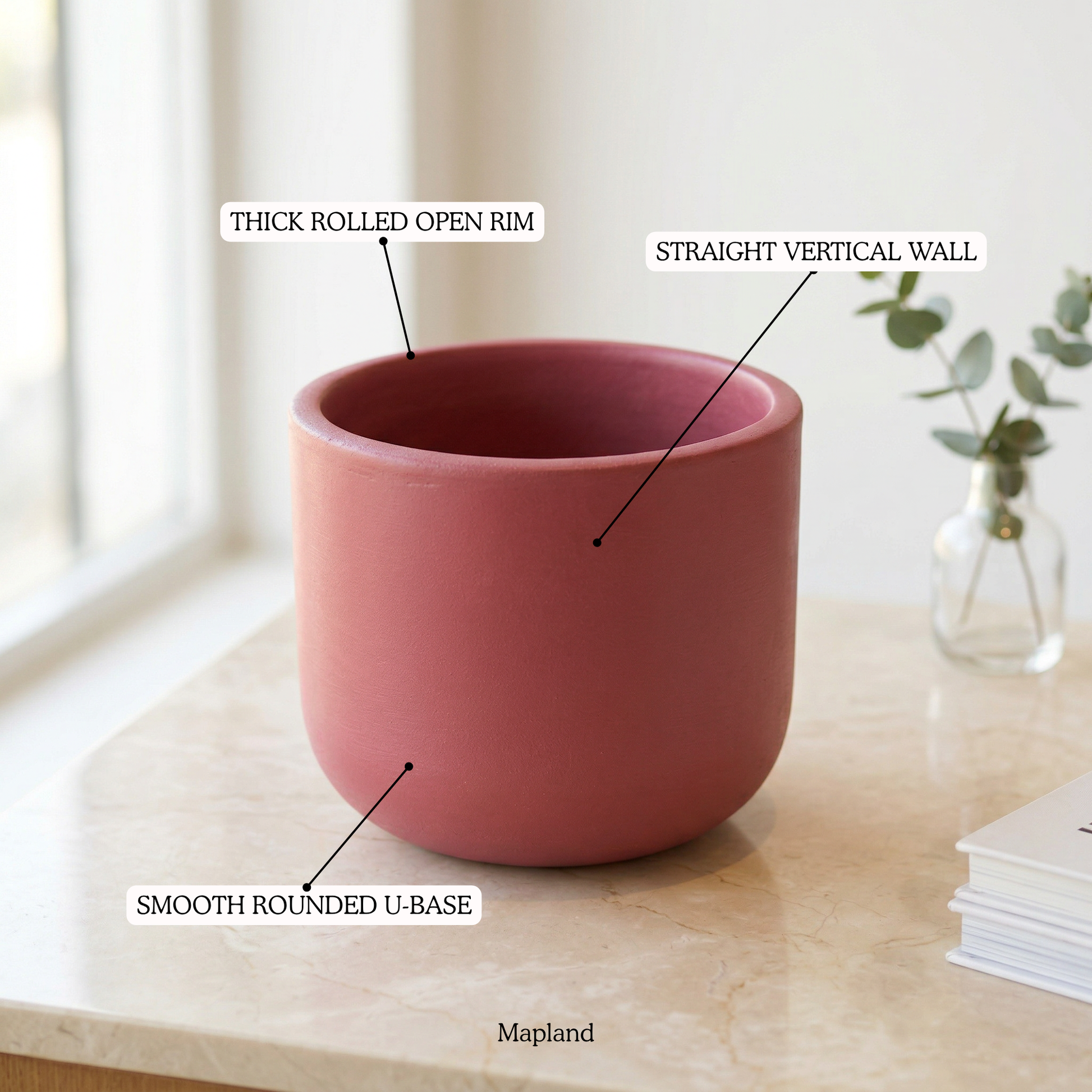 Rose Terracotta Planter handmade ceramic planter — top view, Indian artisan craft | Mapland