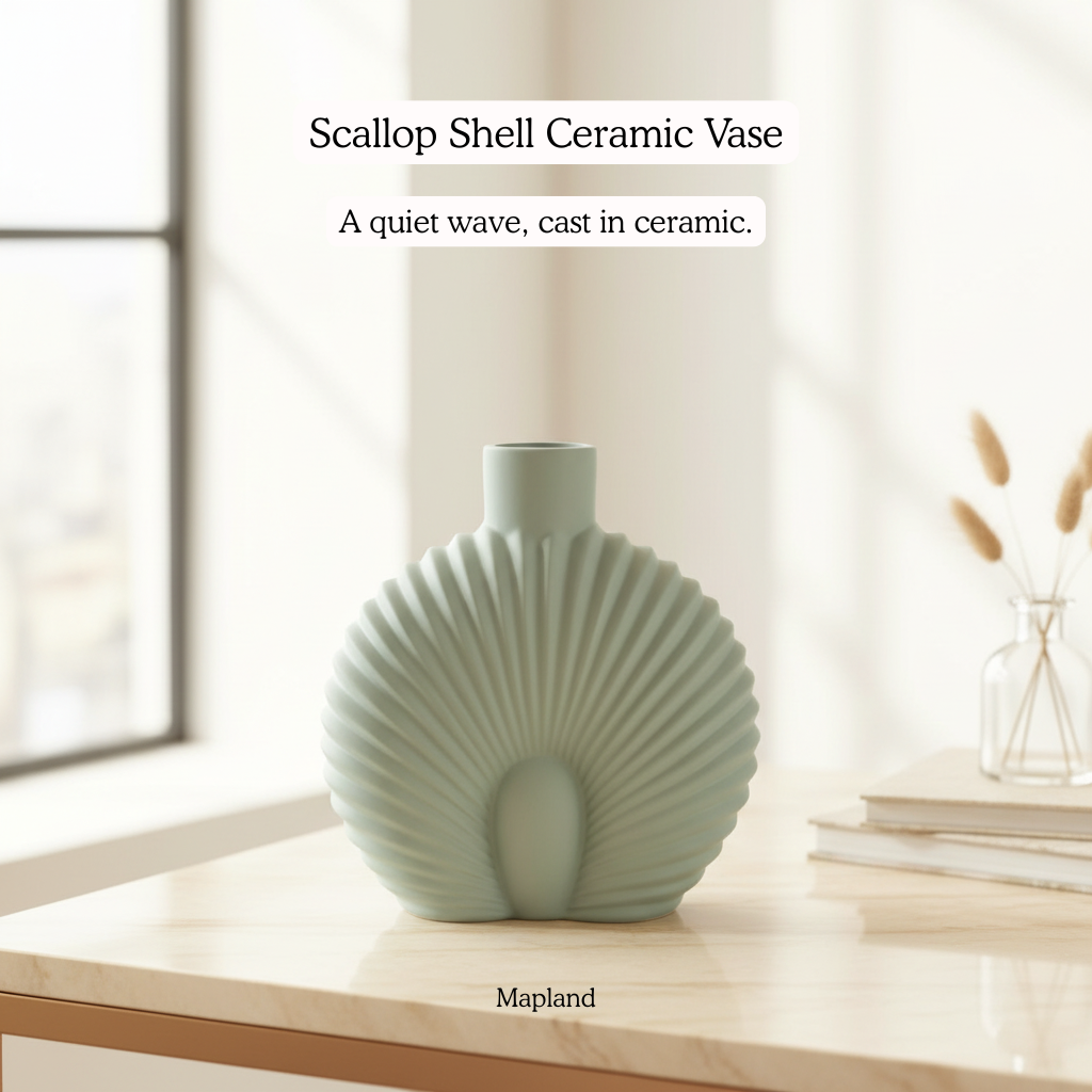 Scallop Shell Ceramic Vase