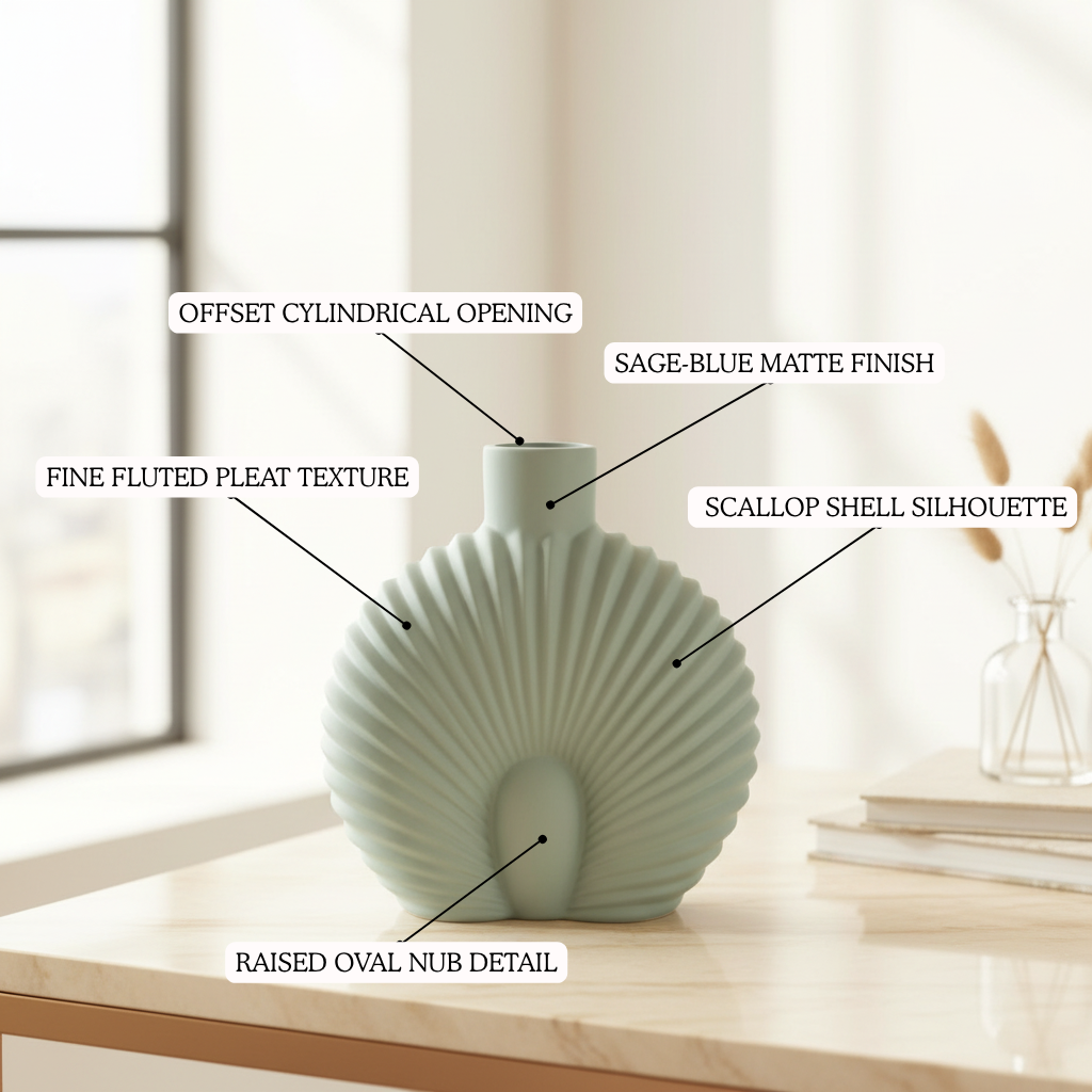 Scallop Shell Ceramic Vase