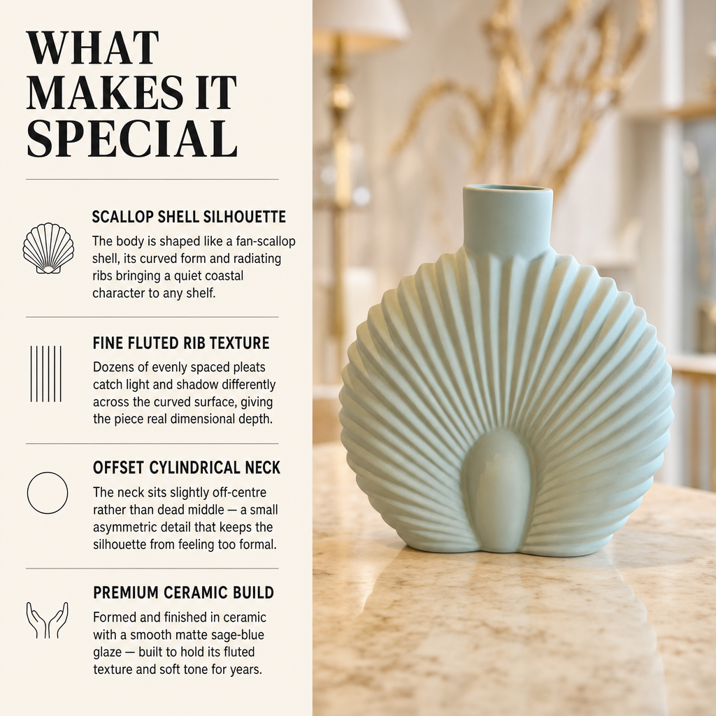 Scallop Shell Ceramic Vase