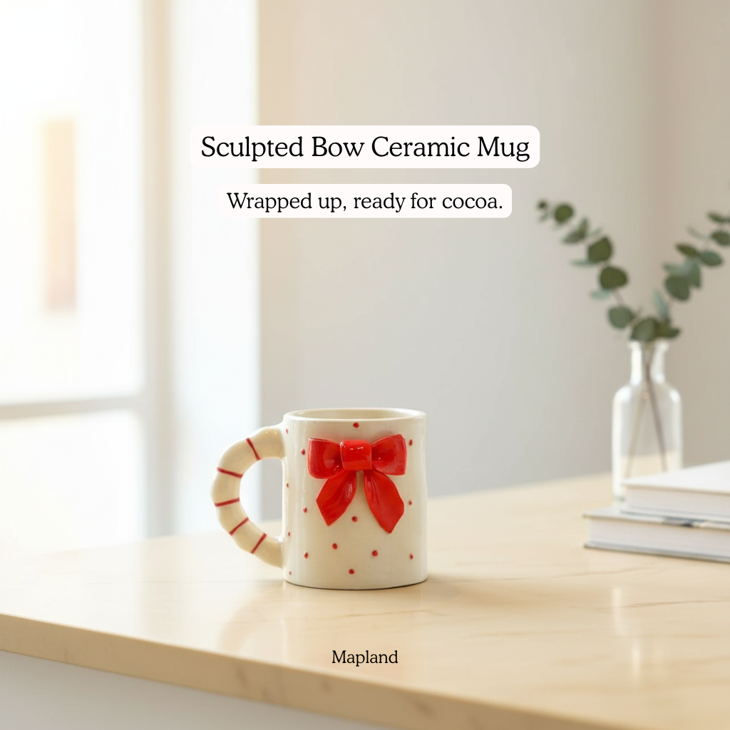 Sculpted Bow Ceramic Mug