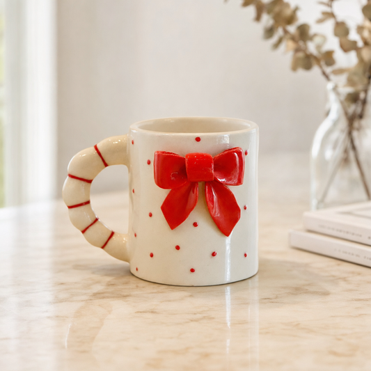 Sculpted Bow Ceramic Mug