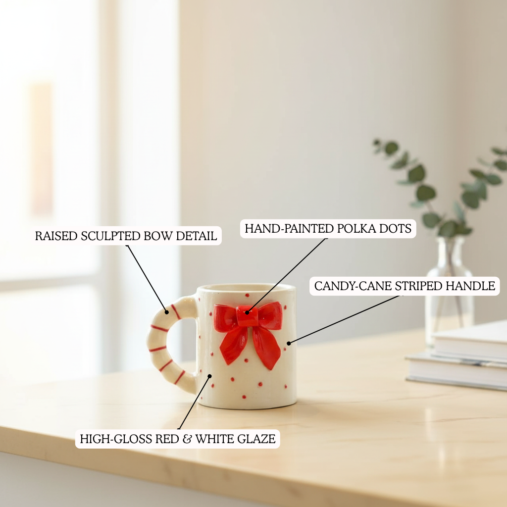 Sculpted Bow Ceramic Mug