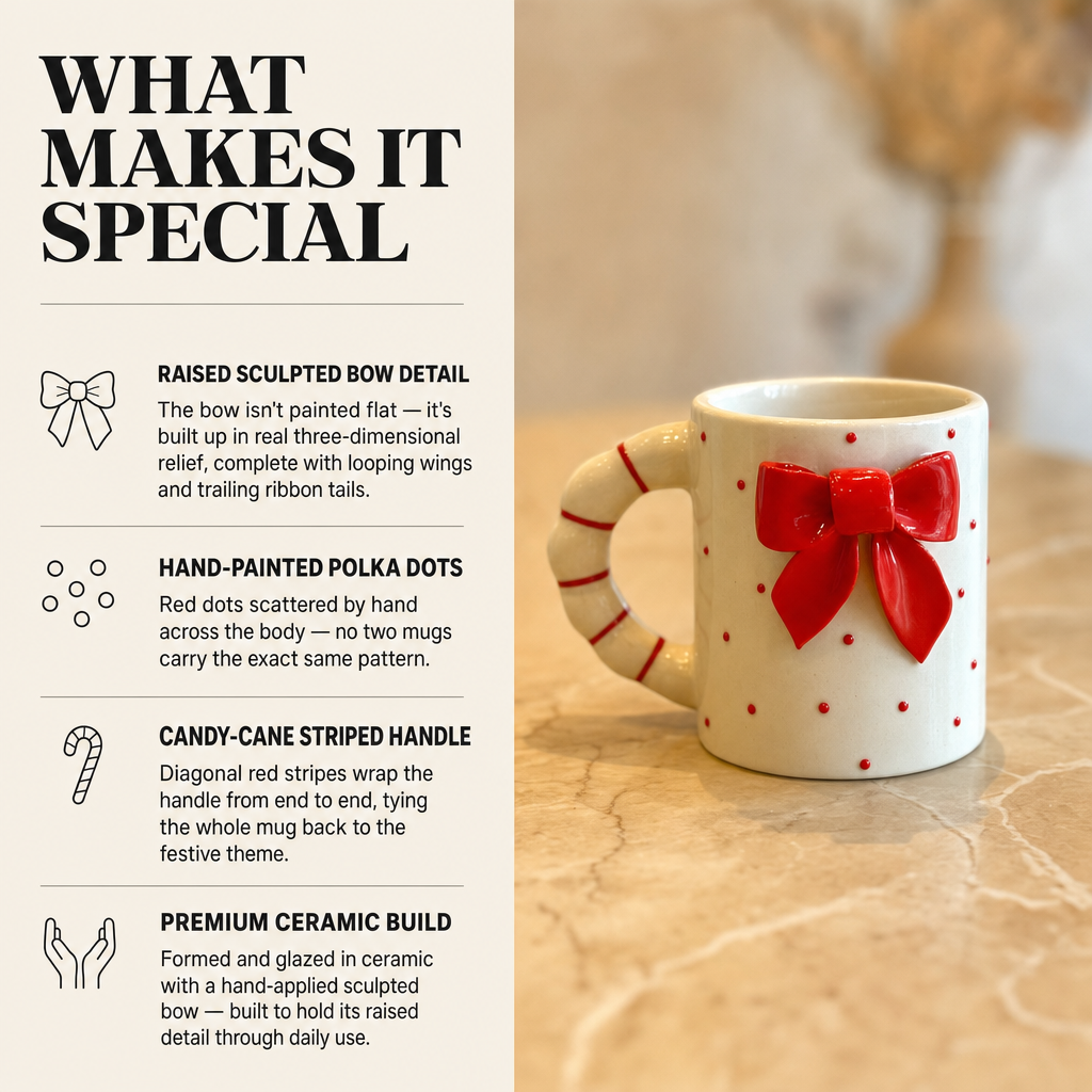 Sculpted Bow Ceramic Mug