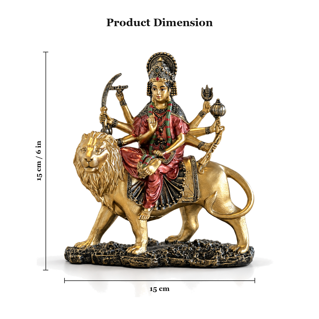 Sherawali Maa idol dimensions 15cm (6 inch) height, 15cm length | Mapland