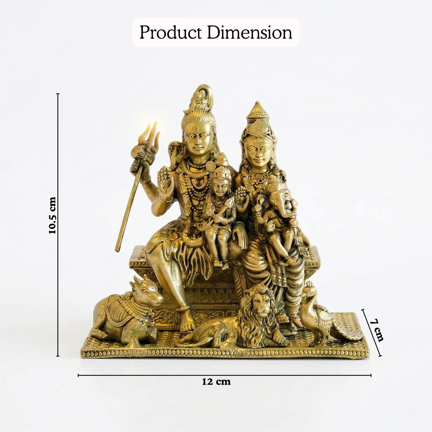 Shiv Pariwar brass figurine dimensions 10.5cm 444g | Mapland