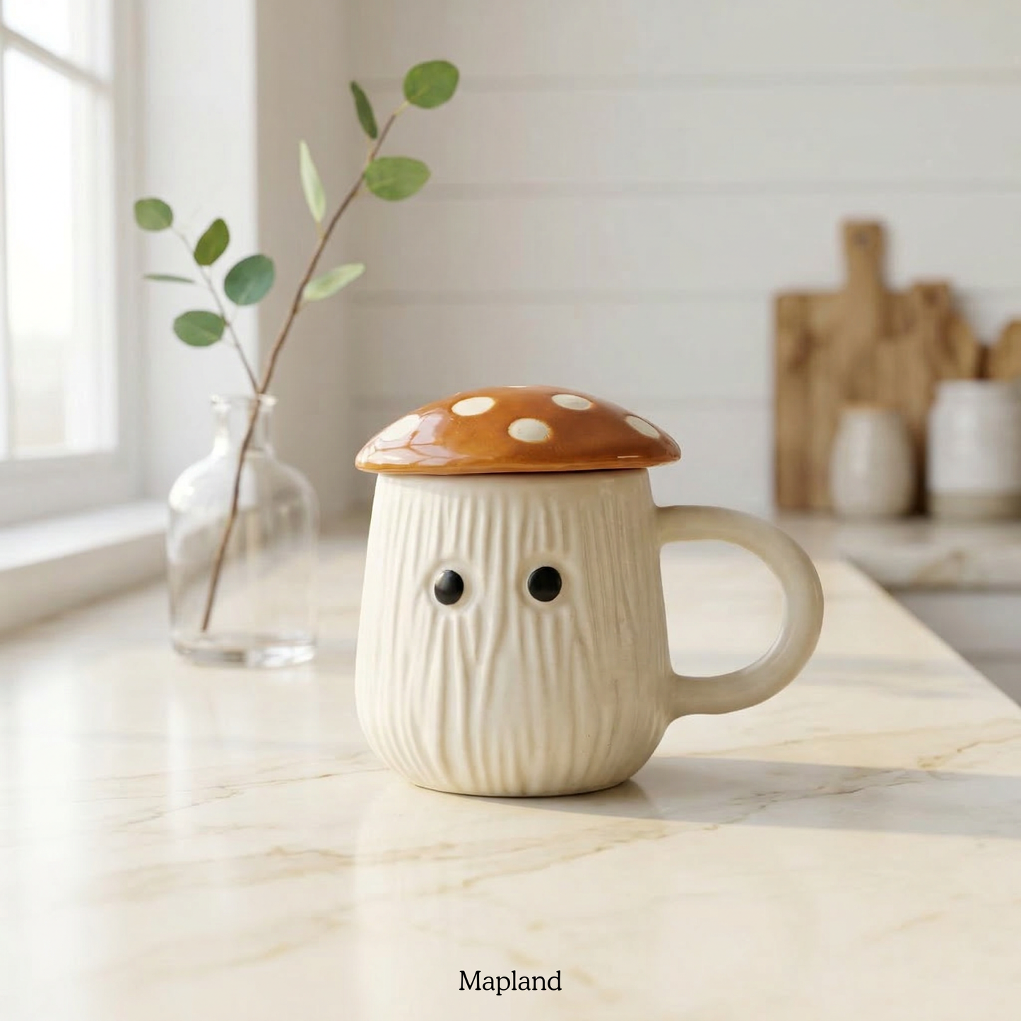 Shroomy Cup with Lid — handmade ceramic cup, view 2 | Mapland