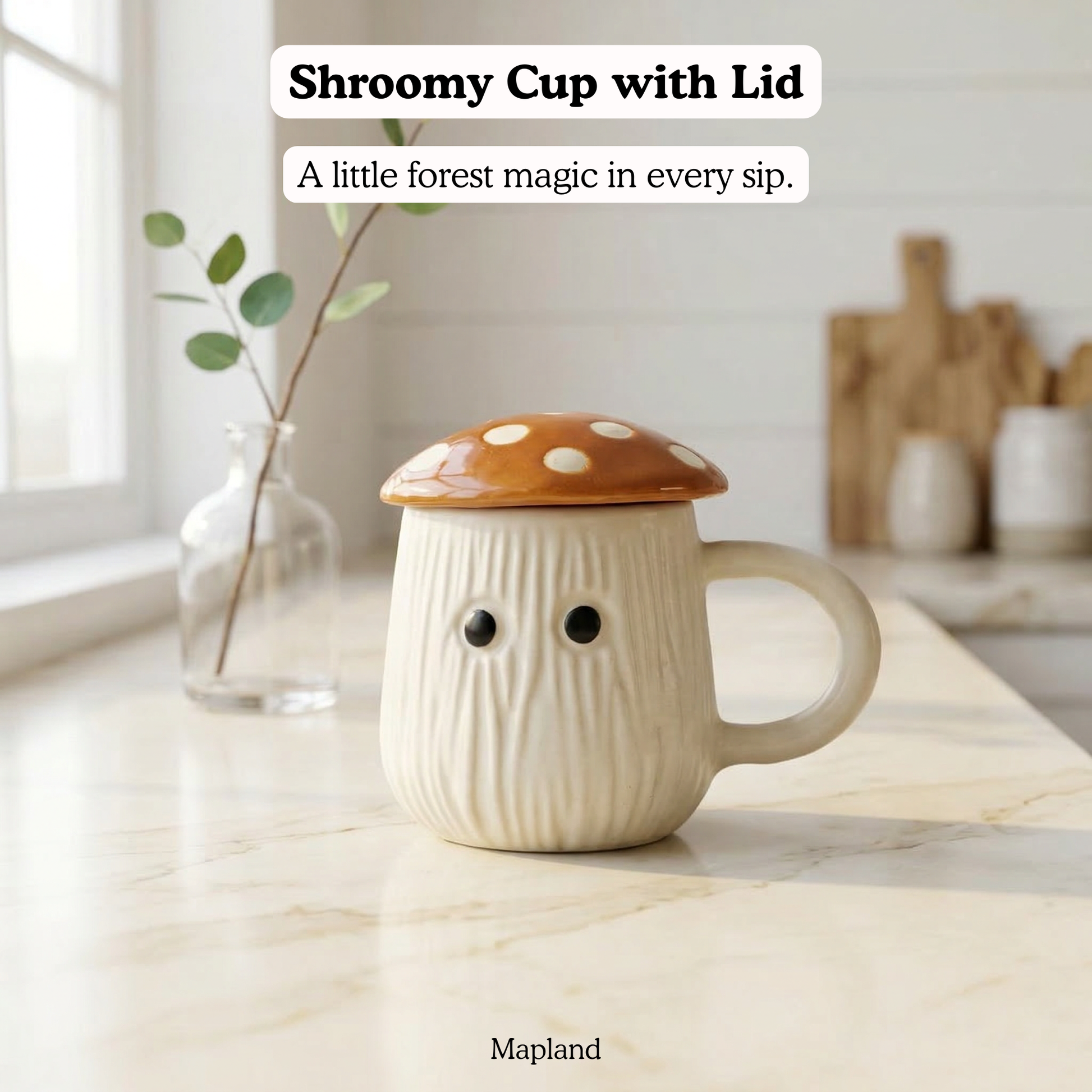 Shroomy Cup with Lid — handmade ceramic cup, view 3 | Mapland