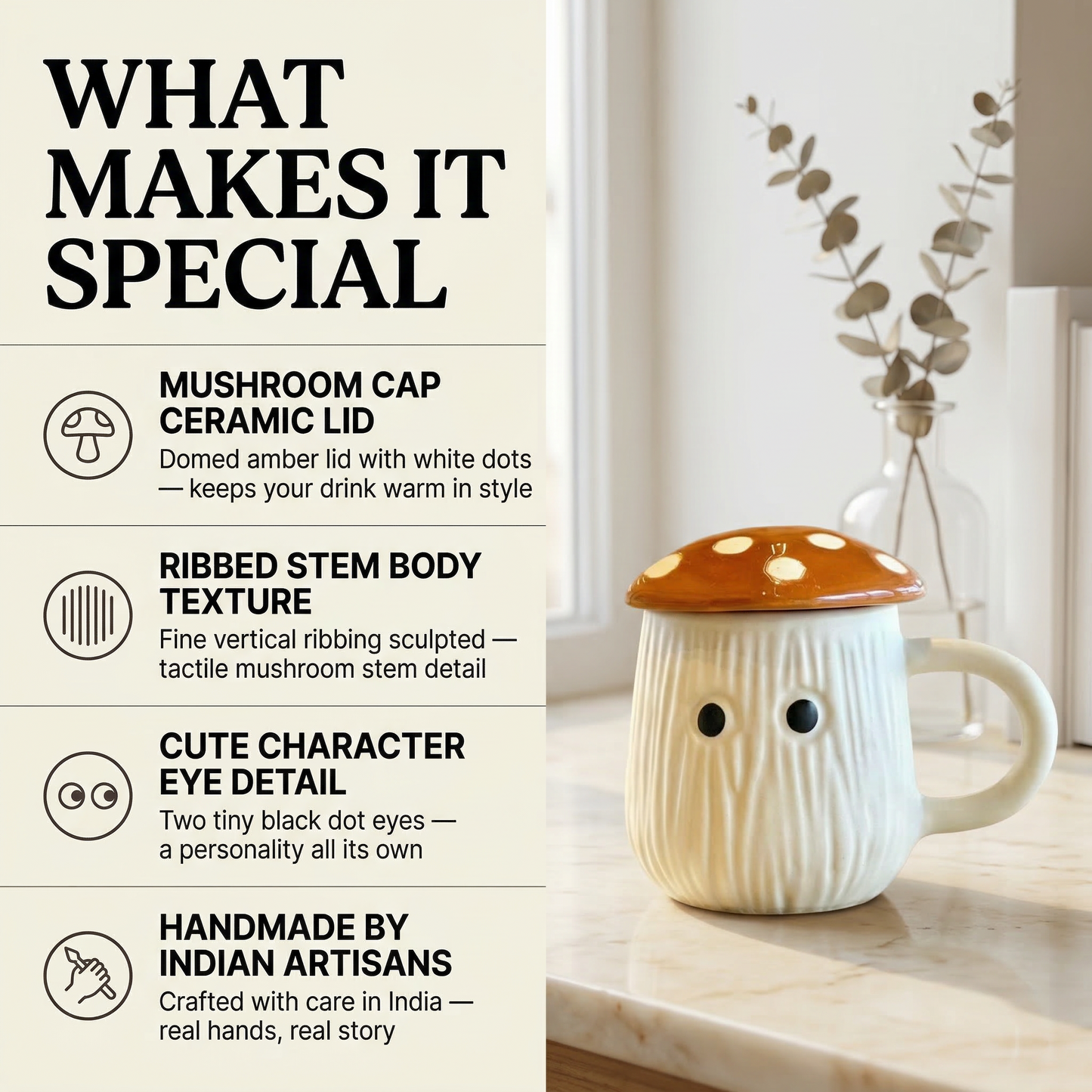 Shroomy Cup with Lid — handmade ceramic cup, view 6 | Mapland