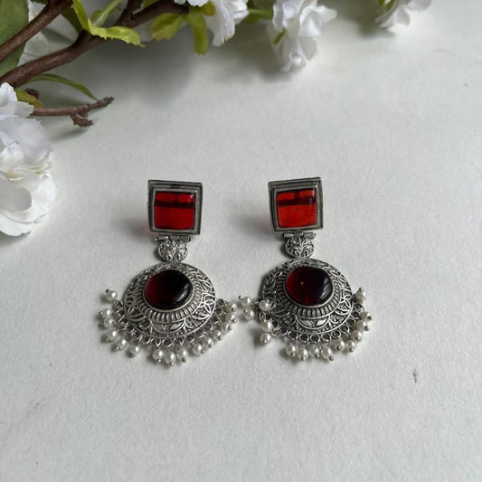 Shyla Oxidized Earrings for Women – Ethnic Silver Imitation Jewery