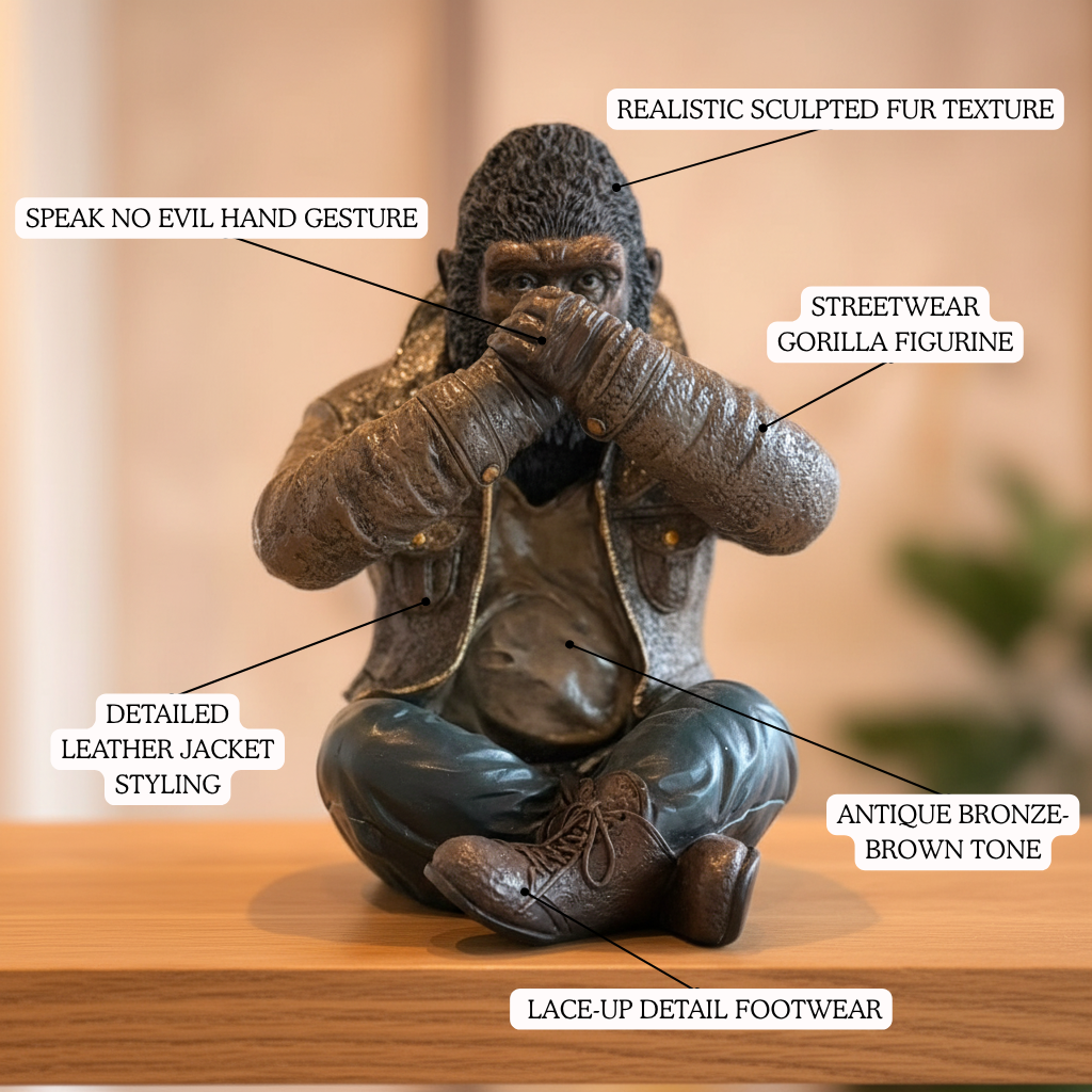Speak No Evil Gorilla Resin Figurine