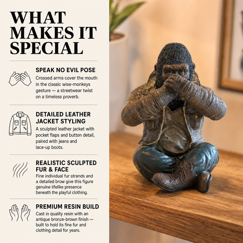 Speak No Evil Gorilla Resin Figurine