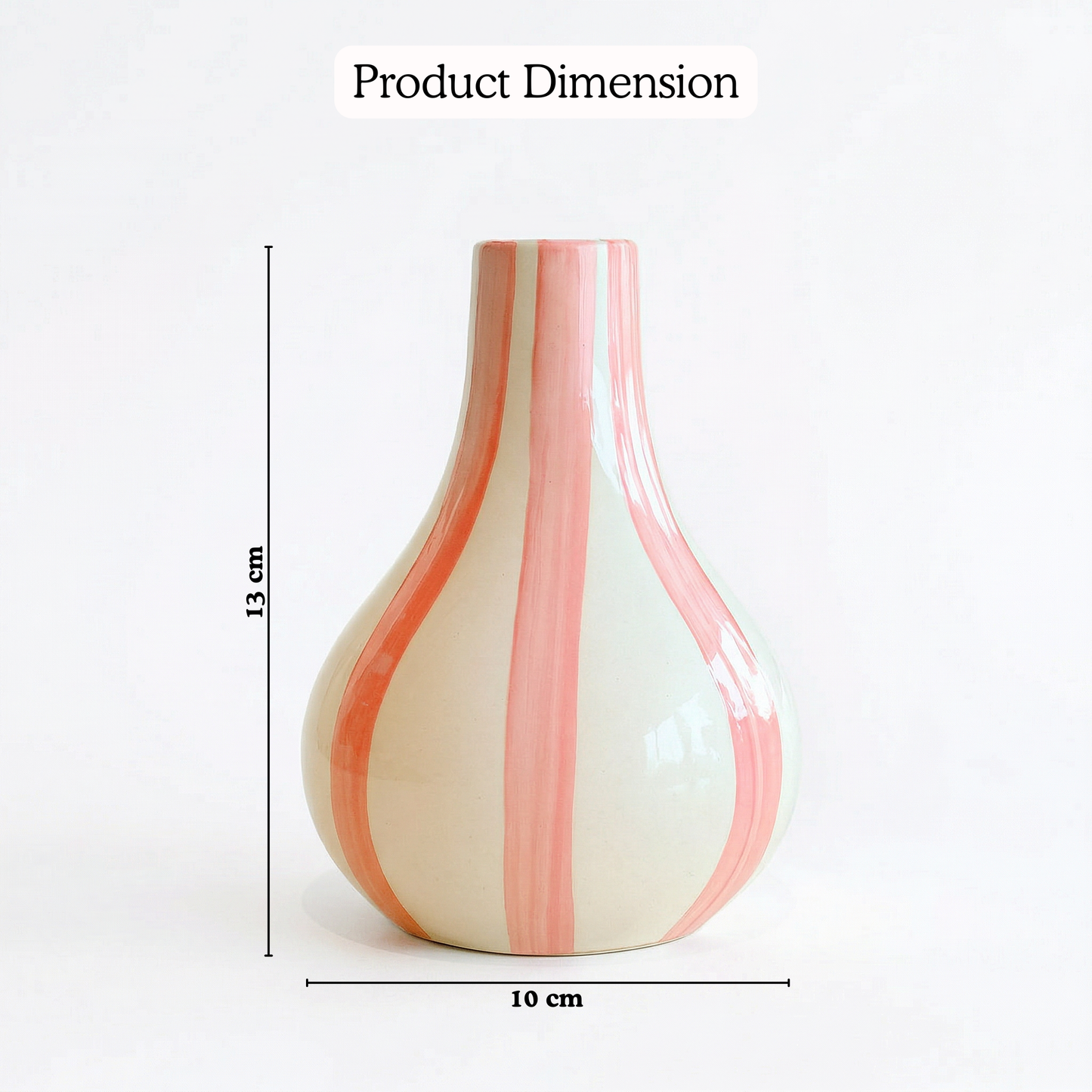 Stripe Gourd Vase handmade ceramic vase — detail view, Indian artisan craft | Mapland