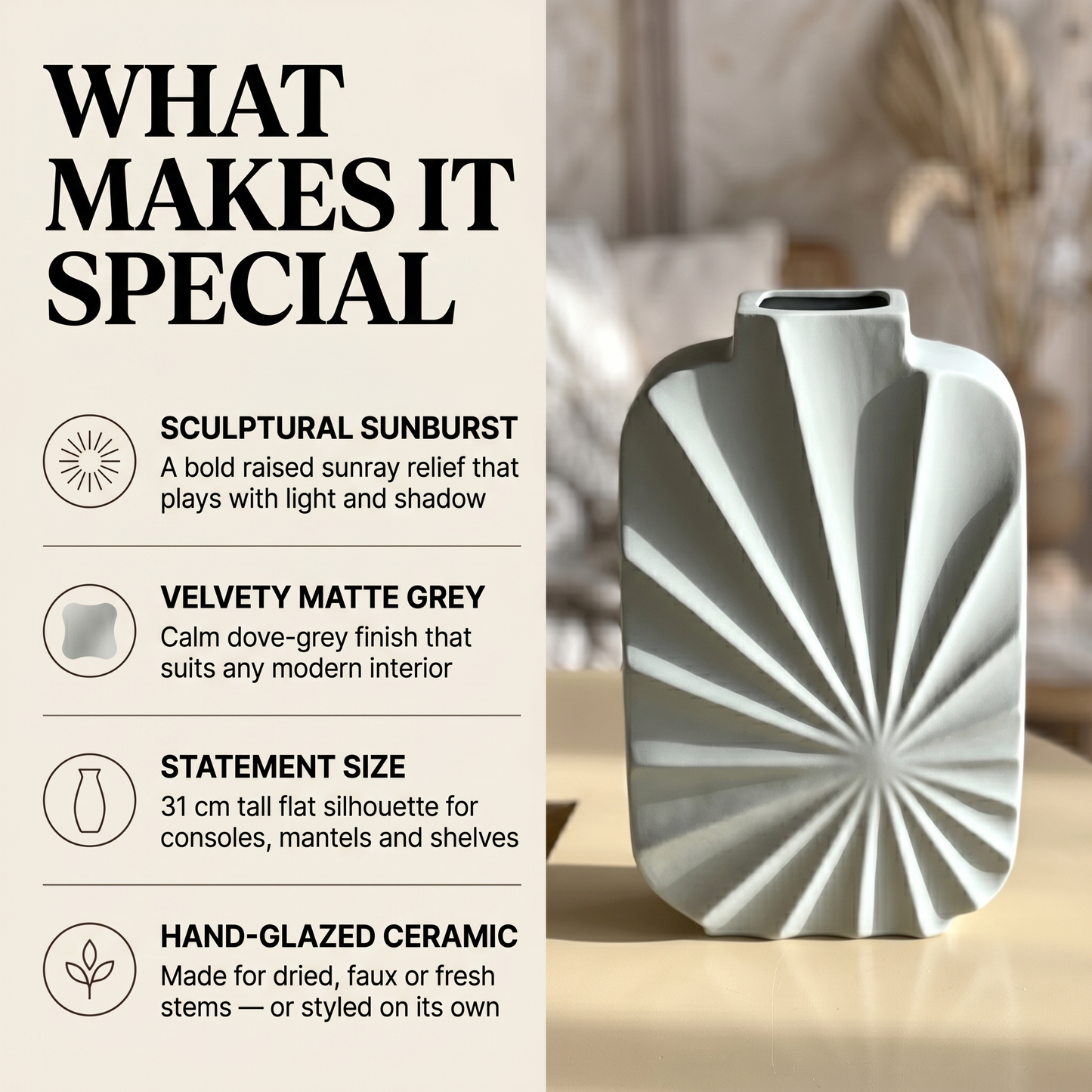 Sunburst Ceramic Vase