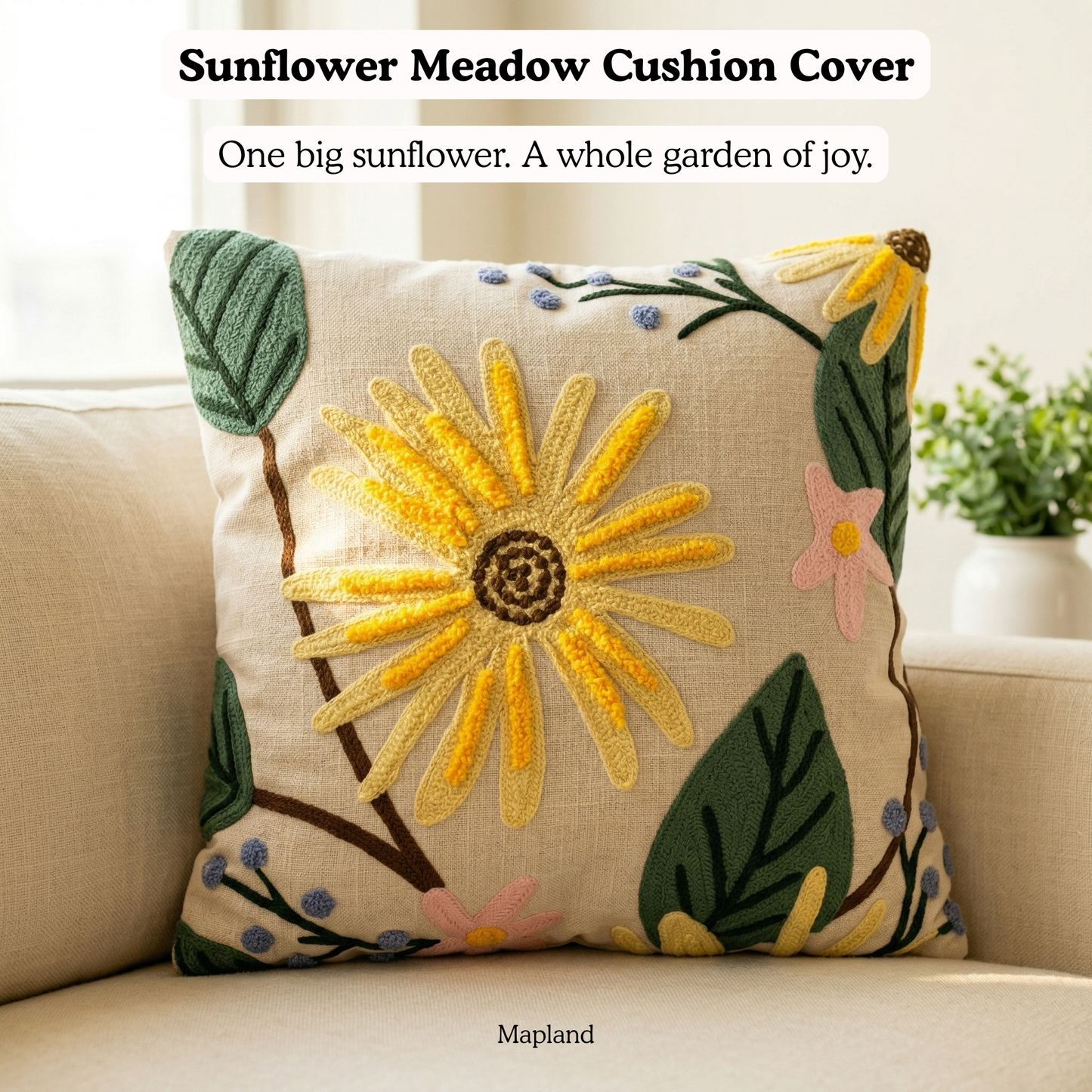 Sunflower Meadow Cushion Cover 16*16 Inches
