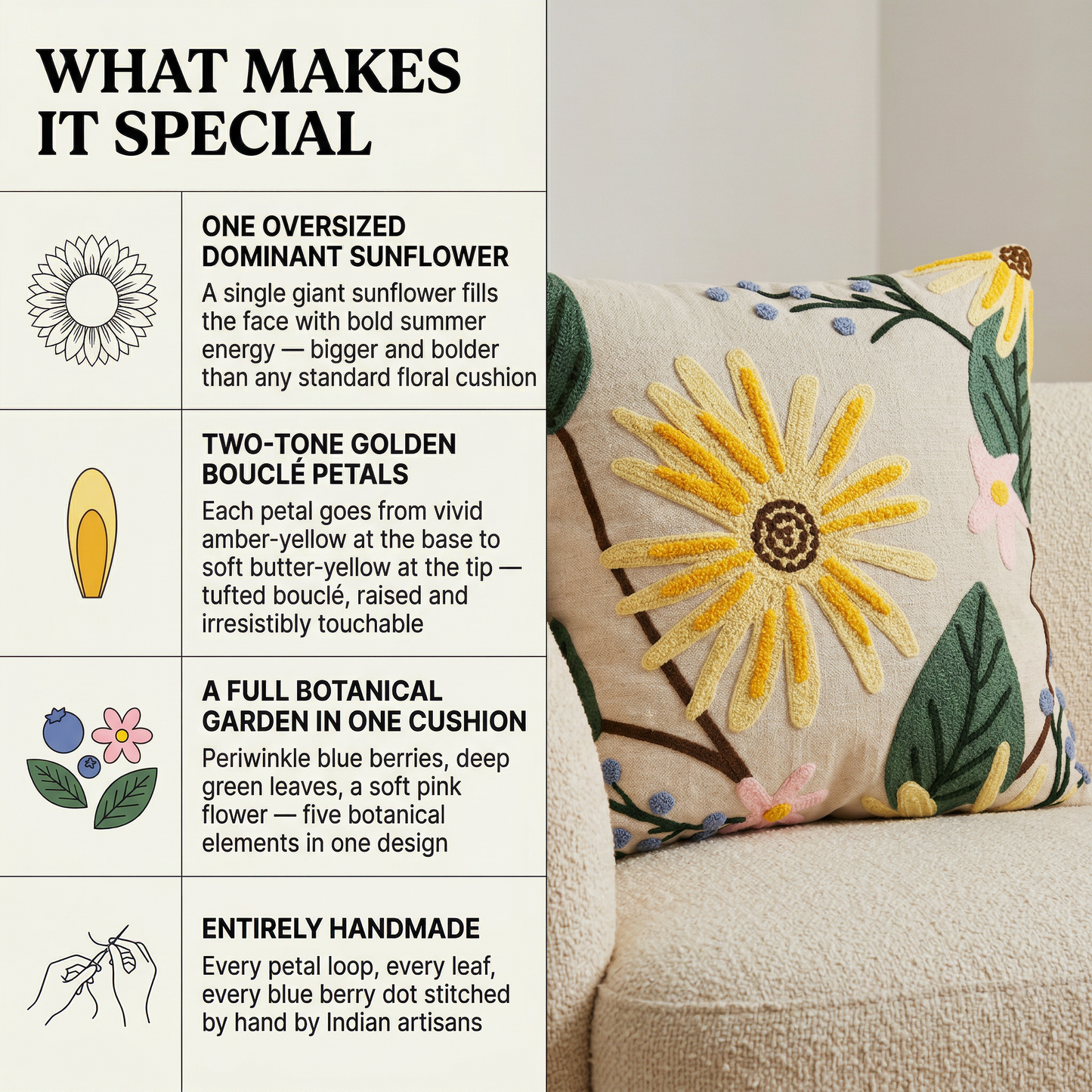 Sunflower Meadow Cushion Cover 16*16 Inches