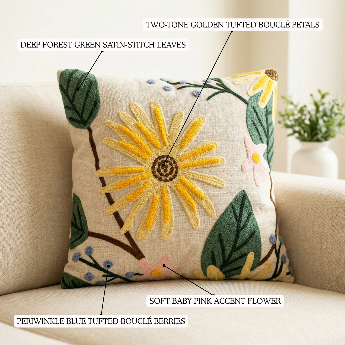 Sunflower Meadow Cushion Cover 16*16 Inches